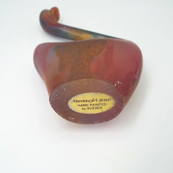 Rueven Nouveau Art Glass Hand Painted Satin Swan Figurine Paperweight - Picture 6 of 12